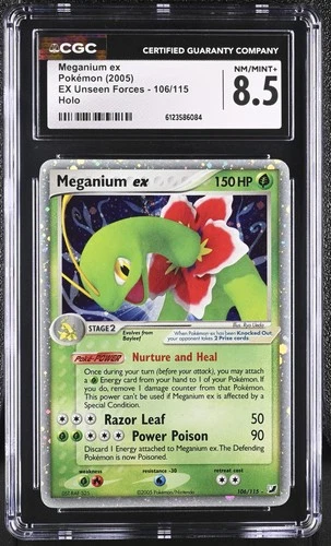 CGC 8.5 Meganium ex 2005 EX Unseen Forces 106/115 Holo Pokemon Card