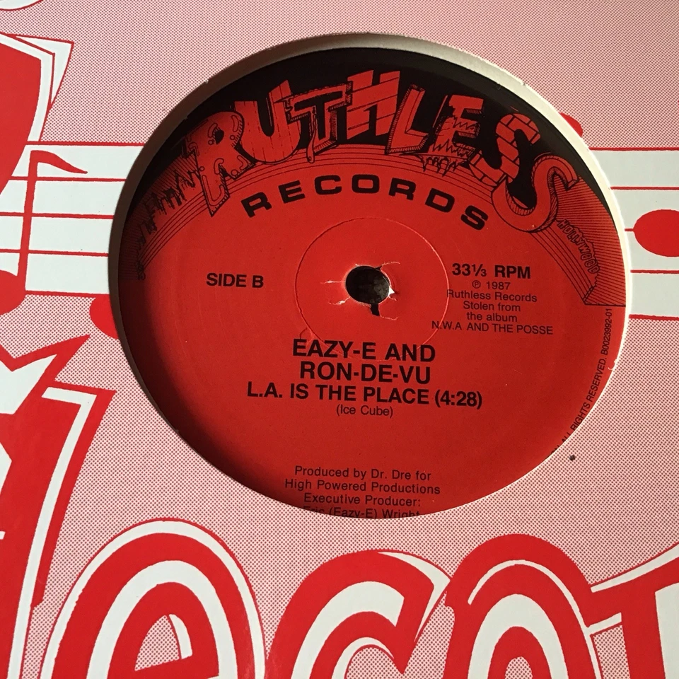 EAZY-E THE BOYZ N THE HOOD 12” SINGLE OOP 2015 REISSUED RUTHLESS PRINT 2TRX - Image 4 of 4