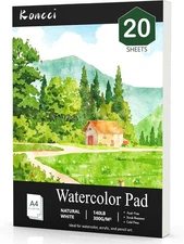 Watercolor Paper Pad (8.3"x11.7"-A4), 20 Sheets Watercolor Sketchbook, 140lb/300