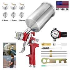 Hvlp Air Paint Spray Gun Kits W/1.4/1.7/2.0mm Nozzles Gravity Feed Auto Primer