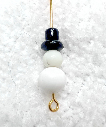 34 Vintage Stacking Snowman Beads 5/8" White & Black Glass Earrings Charms