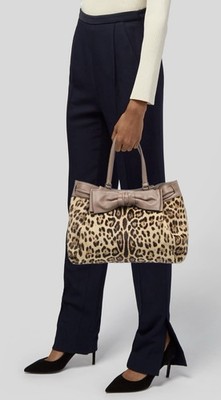 Valentino Garavani Aphrodite PonyhairLeopard Print Bow Satchel (Retail$2,795)