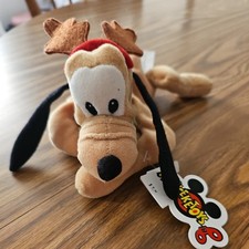 Disney Mouseketoys Pluto Christmas Reindeer Antlers 9 In Plush Bean Bag Toy