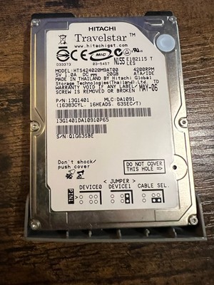 Hitachi Travelstar 20GB 2.5  IDE Laptop HDD, Spins Up, Detected, Retro Drive