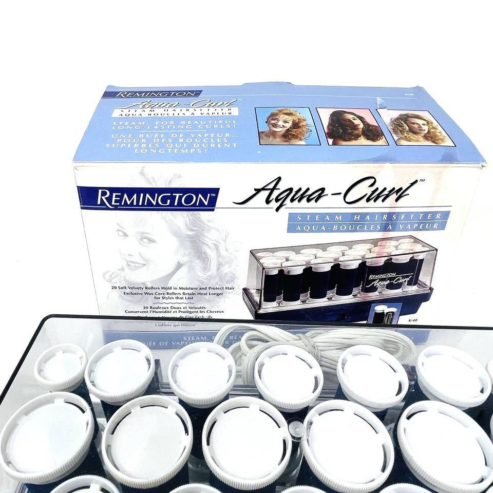 Vintage Remington Aqua Curl Hot Steam Roller Set of 20 Blue Velvet Clips K- 40 - Image 3 of 4