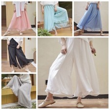 Pantalon Femme Large Jambe Polyester Taille Élastique Yoga Danse Décontracté
