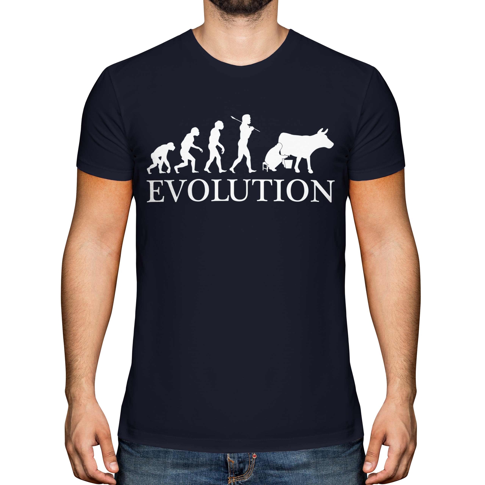 Vaca Granjero Evolución Hombre Camiseta Top Regalo S Ordeño