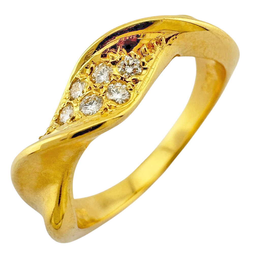 MIKIMOTO Ring US 6 1/2 EU53 K18 yellow gold diamond 0.08ct used
