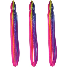 5.5" to 8.5" Octopus Hoochie Squid Skirt - Carnival - 3 Pack