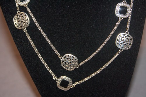 Brighton Meridian Black/Silver Long Necklace 19"+ - Picture 6 of 6