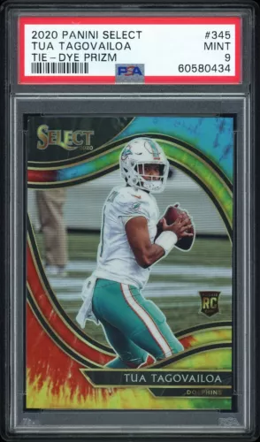 Tua Tagovailoa 2020 Panini Select #345 Field Level Tie Dye Rookie /25 PSA 9