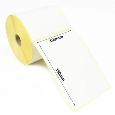 1 Rolle Thermopapier Klebeetiketten 100 x 150 mm (500 Etiketten pro Rolle) weiß