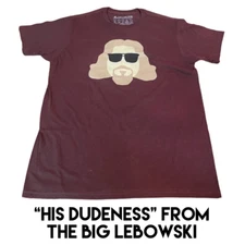 His Dudeness From The Big Lebowski Movie Dark Brown T-Shirt Size Medium by Headl