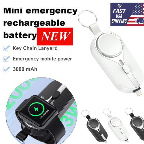 Portable Wireless Charger For Apple Watch Mini Keychain Power Bank Phone Charger - Afbeelding 1 van 16