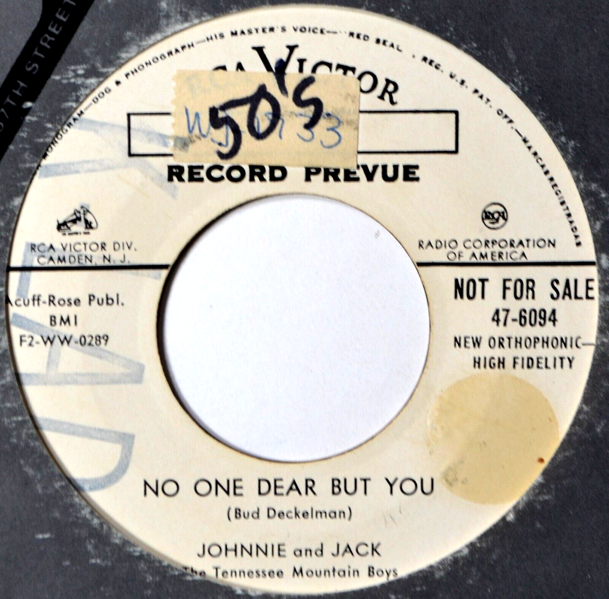 Johnnie and Jack We Live in Two Different Worlds / No One Dear DJ