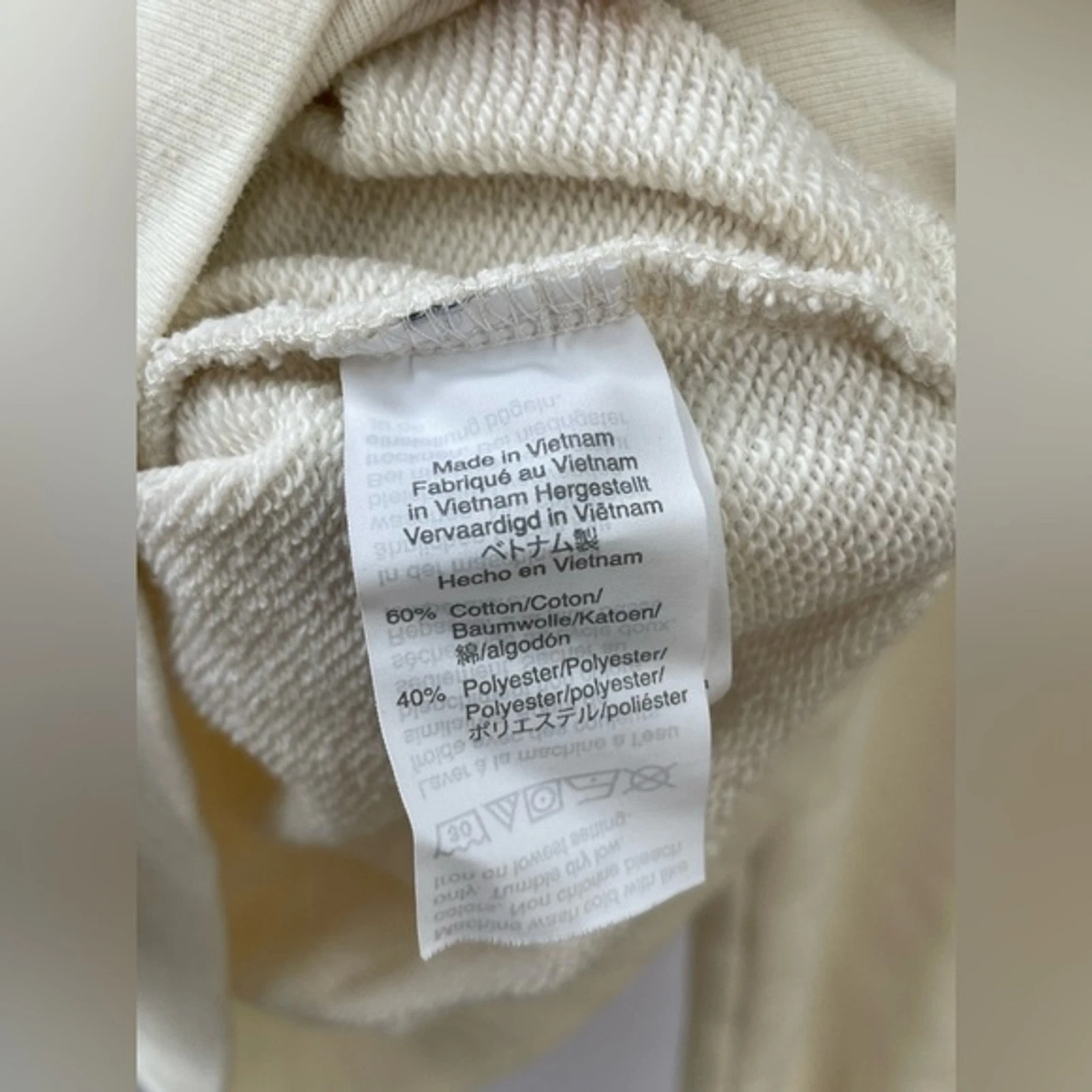 OFF WHITE Madewell Felpa con cappuccio e maniche a bolla crop panna antica Taglia M