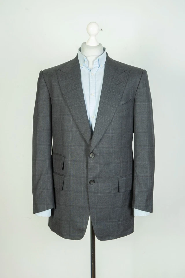 Chaqueta Blazer Traje Para Hombres Tom Ford Lana Botón Gris Talla 54 Foto 2 de 4