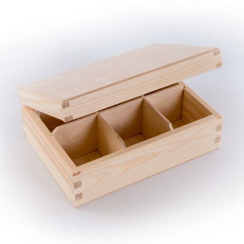 Wooden 6 Compartments Box with Mirror | Makeup Organiser for Decoupage Craft DIY - Picture 2 of 6