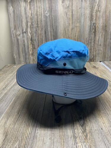 Senwai Blue Gray Outdoor Fishing Hiking Sun Bucket Hat Mesh One Size Ponytail - Picture 1 of 7