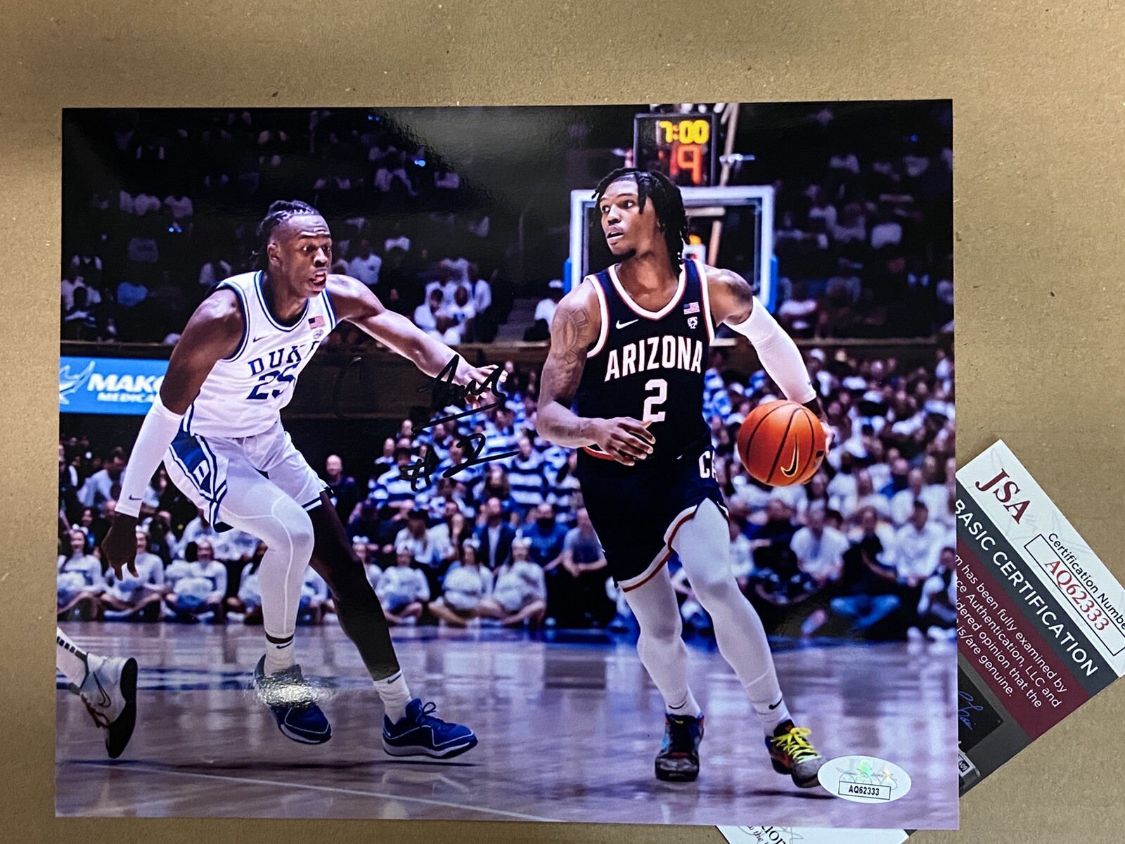 Caleb Love Signed Arizona Wildcats Basketball 8x10 Photo Jsa COA 2023-24 Auto 