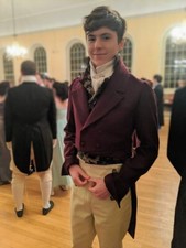 Tailored Victorian-Inspired burgun wool wool Tailcoat with waist coat and breech