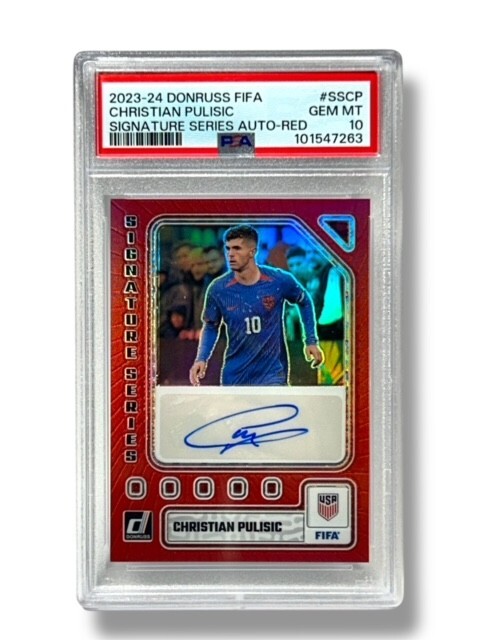 2023-24 Donruss FIFA CHRISTIAN PULISIC Signature Series Auto-Red /49 GEM MT 10