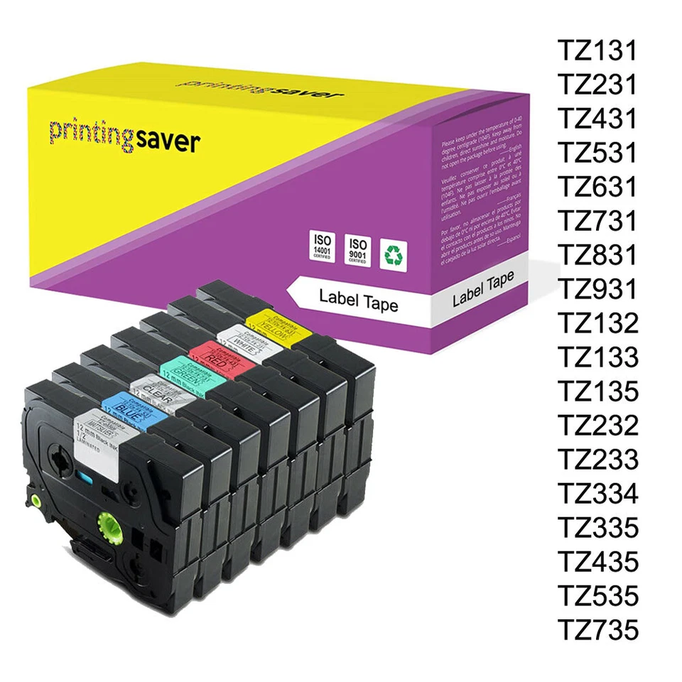 Label fits Brother P-Touch pt-H101 Laminated Tze Tz Label Tape 12mm