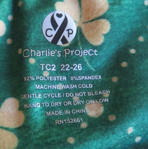 NEW Charlies Project SHAMROCK Green Clover LEGGINGS Adult Sz TC2 22-26 Plus - Picture 3 of 3