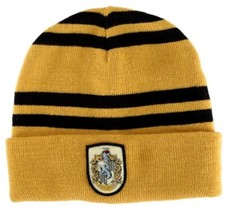 Harry Potter House of Hufflepuff Colors Beanie Hat with Crest NEW UNWORN
