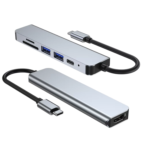 6 in 1 USB C Hub 100W PD 4K Hdmi-Compatible USB C Multi-Port Adapter SD/TF Card