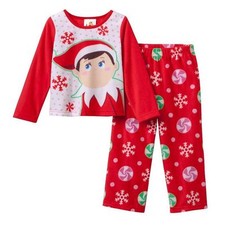 The Elf on the Shelf Xmas Pajama Set Girls Fleece PJ Set Red Pink Size 3T Twins