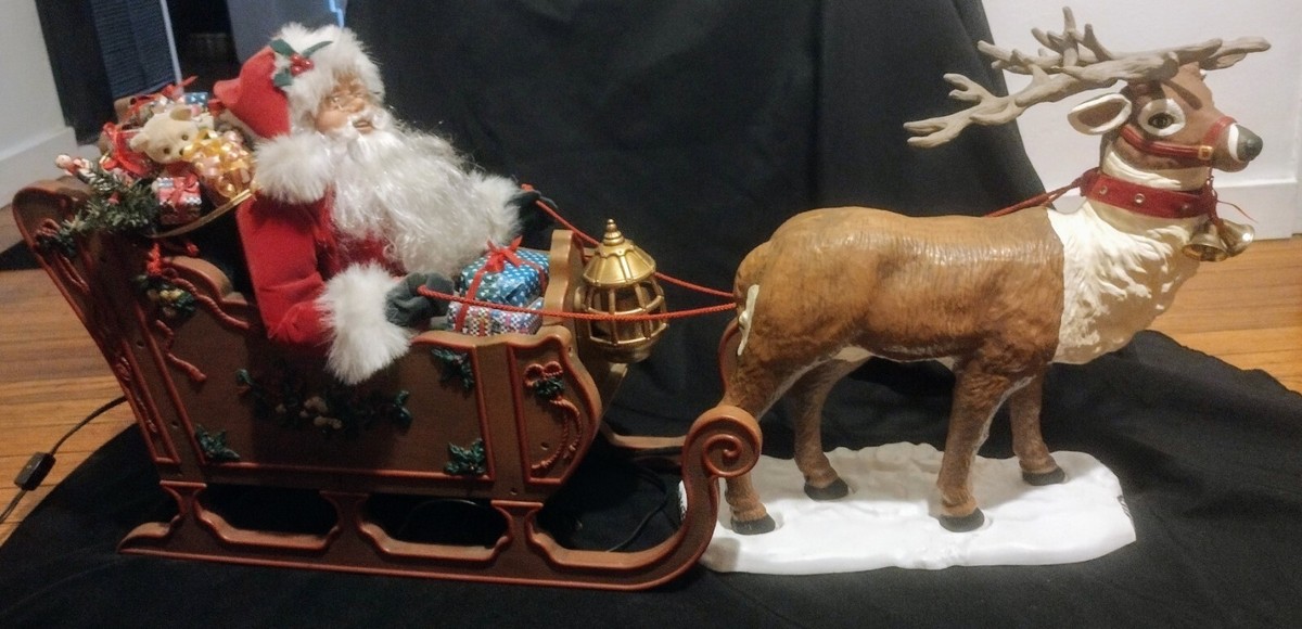 Vintage 1998 Holiday Creations Animated Santa,Sleigh