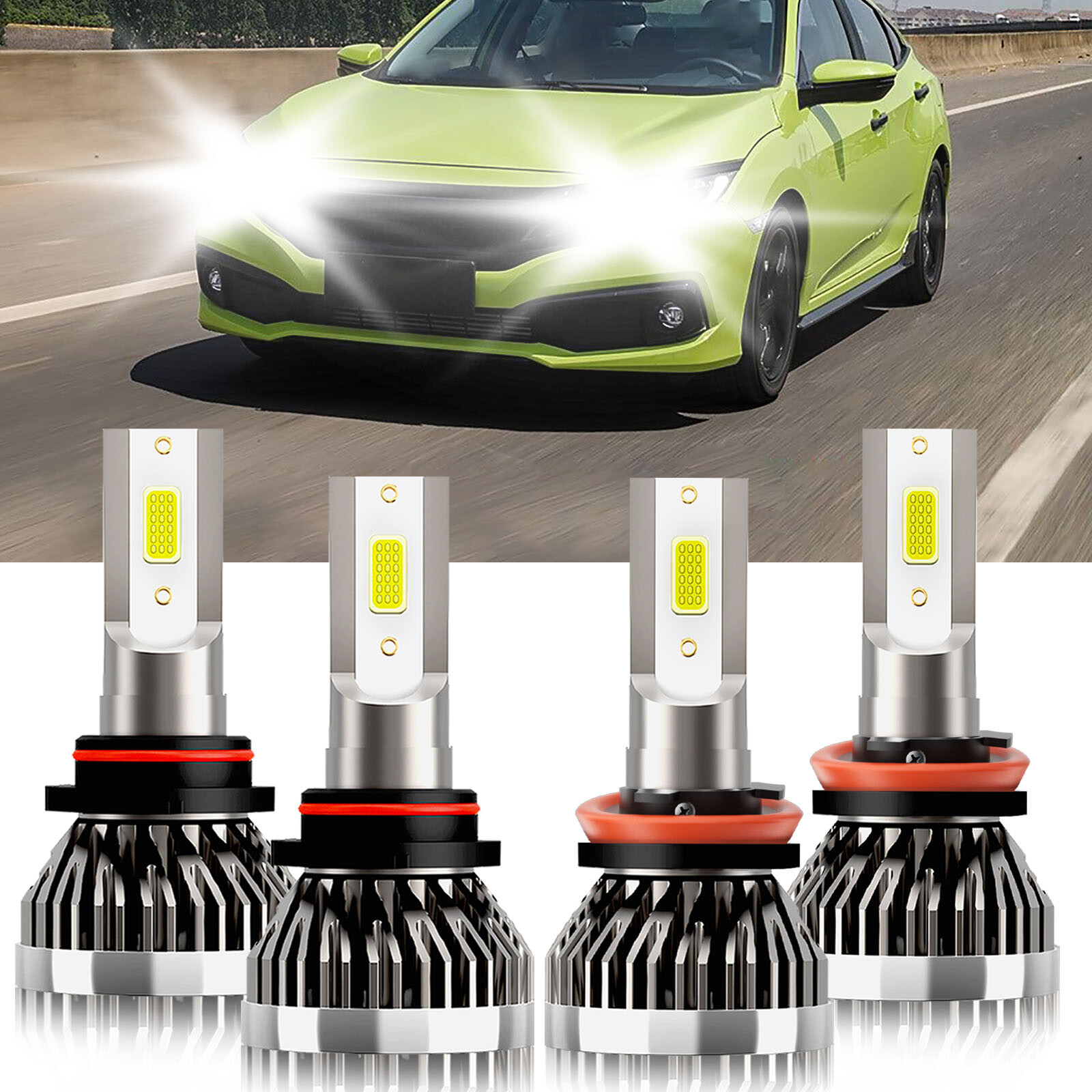 For Honda Civic 2014-2021 LED Headlight Car Bulbs 9005 H11 Bright White 6000K