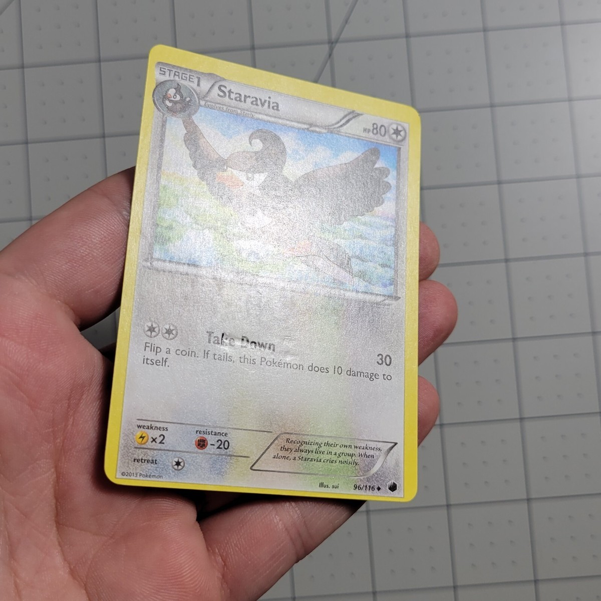 Staravia OC Miscut Error Pokemon Card Plasma Freeze 96/116 Played