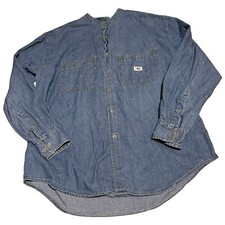 Calvin Klein CK Vintage Blue Denim Long Sleeve Button Up Shirt Medium Men s