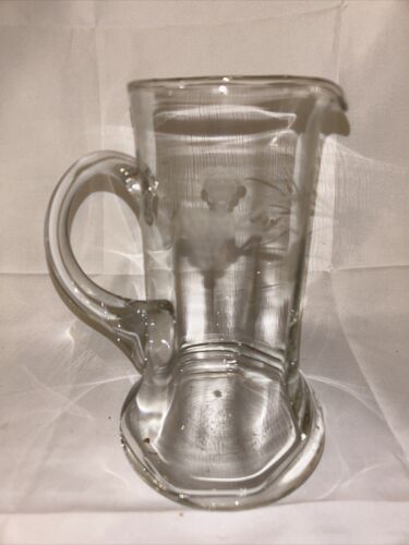 Vintage mundgeblasen geätzte Trauben Glas Wasser Saft Krug 6-1/2" hoch sehr schön - Bild 3 von 5