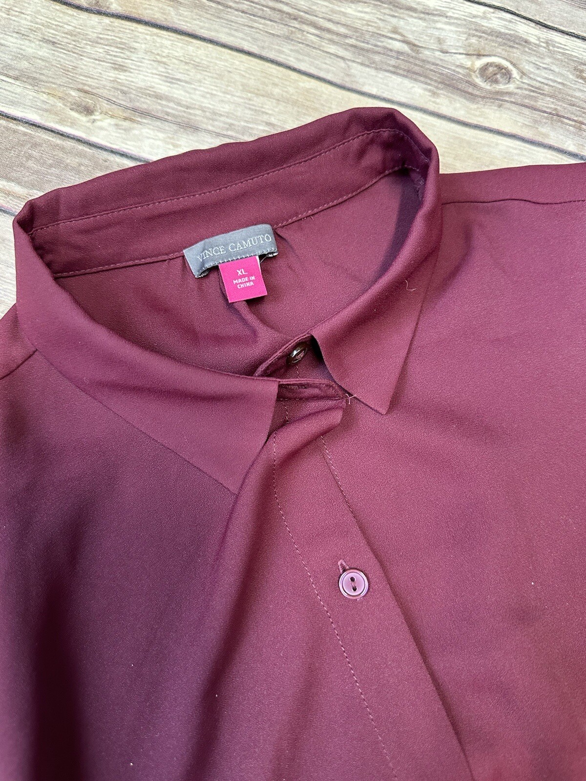 Vince Camuto Women’s Solid Button Down Shirt In Crisp Merlot Size XL | eBay