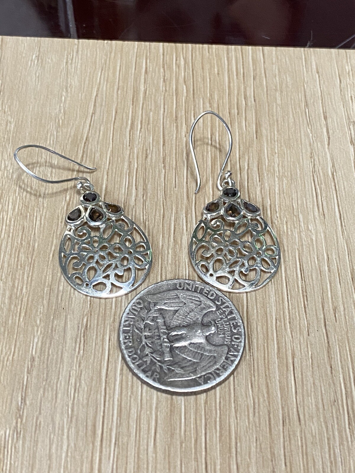 STERLING SILVER 925 HOOK DROP DANGLE EARRINGS - image 4