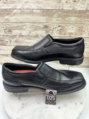 EUC ROCKPORT Men's SL2 BIKE A13019 Black LEATHER LOAFERS Sz 025 