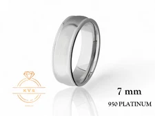 Solid 950 Platinum 7mm MILGRAIN EDGE Wedding Band Ring Comfort Fit Matte Brushed