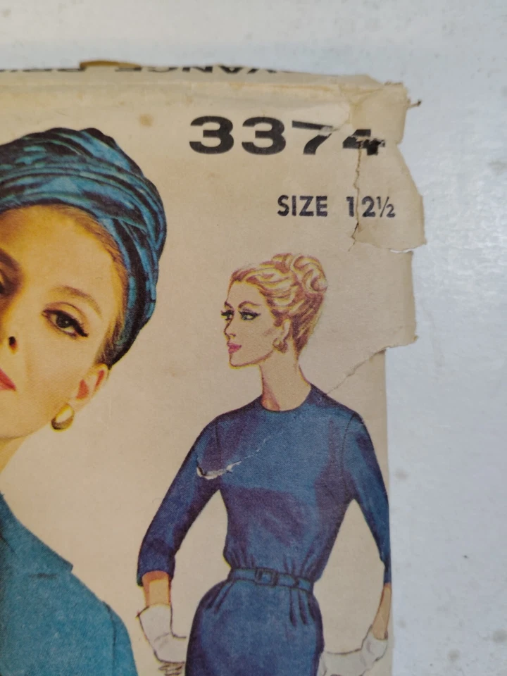 Dress Jacket 12 1/2 Advance 3374 Sewing Pattern Cut VTG Elbow 3/4 Sleeve Slim - Image 2 of 4