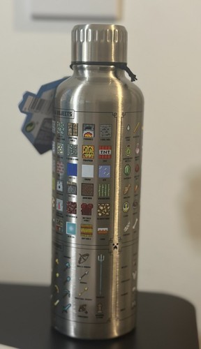 Minecraft Double-Walled Stainless Steel Metal Water Bottle 500ml (16floz) NEW - Picture 2 of 2