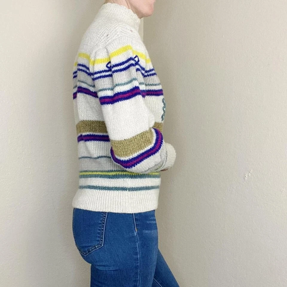 Isabel Marant Etoile Georgie Colorful Abstract Alpaca Wool Turtleneck Sweater - Image 4 of 4