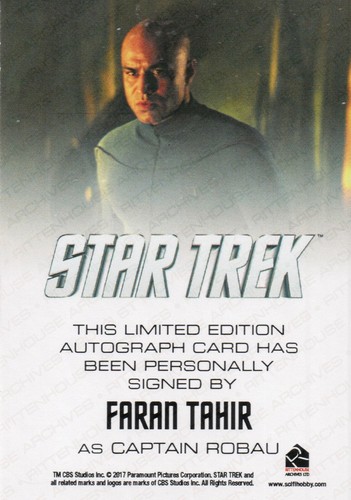 Tarjeta de autógrafo de Star Trek Beyond Movie 2017, Faran Tahir (Capitán Robau) - Imagen 2 de 2