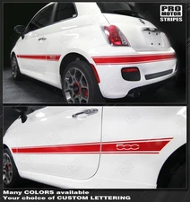 Fiat 500 Side & Rear Mid-Body Stripes Decals 2007 2008 2009 2010 2011 Pro Motor