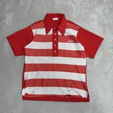 Vintage 70s King Louie Mens Striped Bowling Polo Button Up Size Medium Preowned