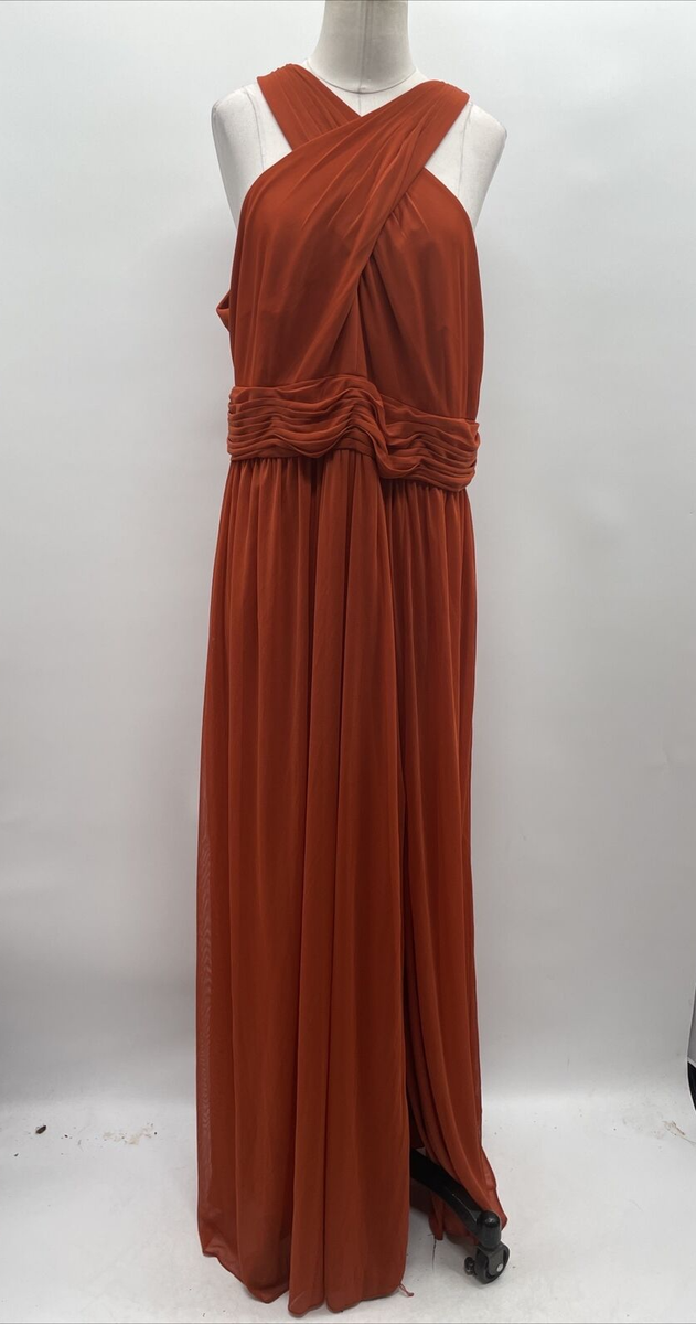 CELEBRATE DB STUDIO Crisscross High-Neck Mesh Sienna Bridesmaid Dress Size  18