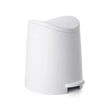 Small Plastic Bathroom Trash Can with Lid 3 Liter White Modern Step-On Trash Can
