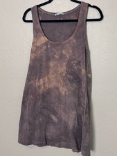 Zara Acid Wash Tie Dye Tank Dress Brown Taupe Women's Small