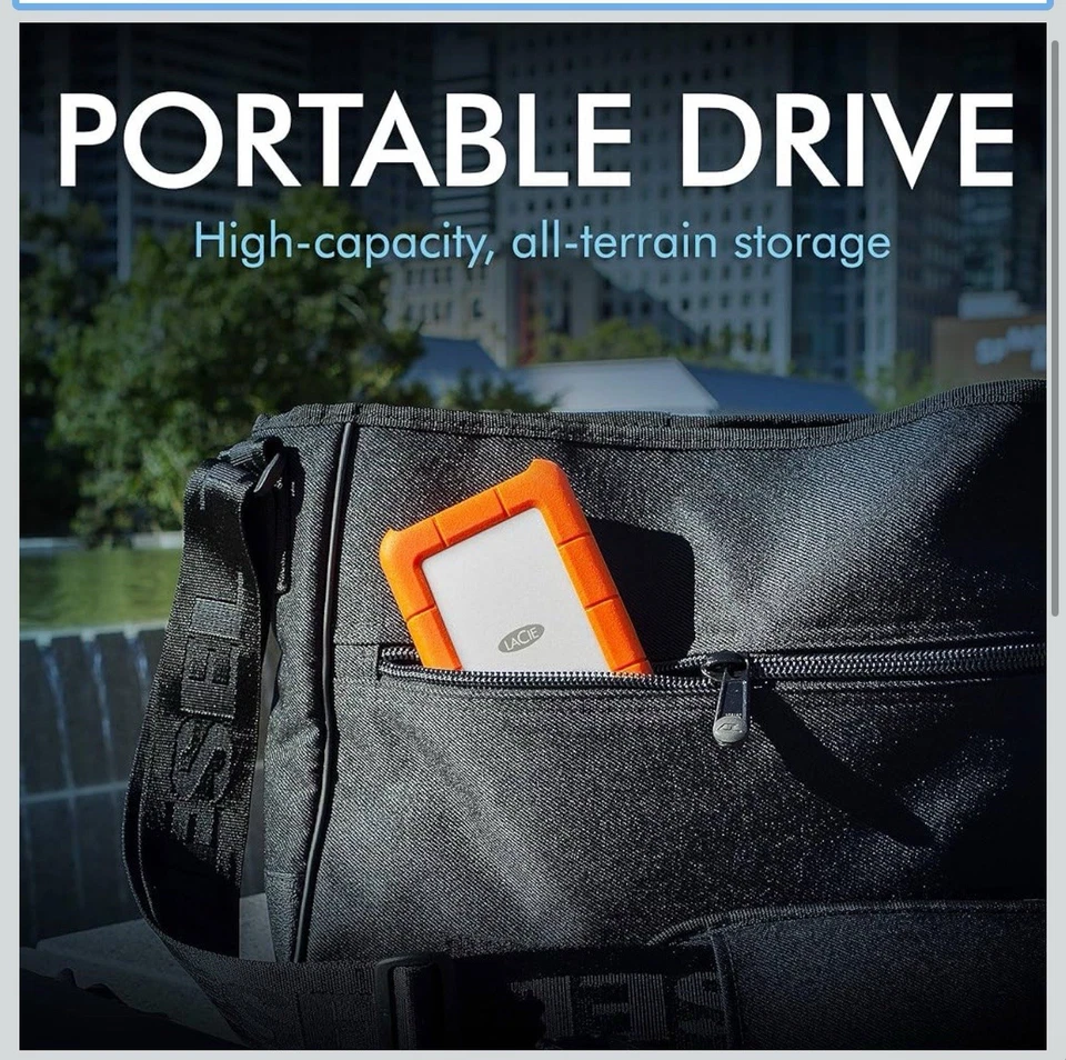LaCie - Rugged Mini 2TB External USB-C, USB 3.2 Gen 1 Portable Hard Drive Orange - Image 2 of 4